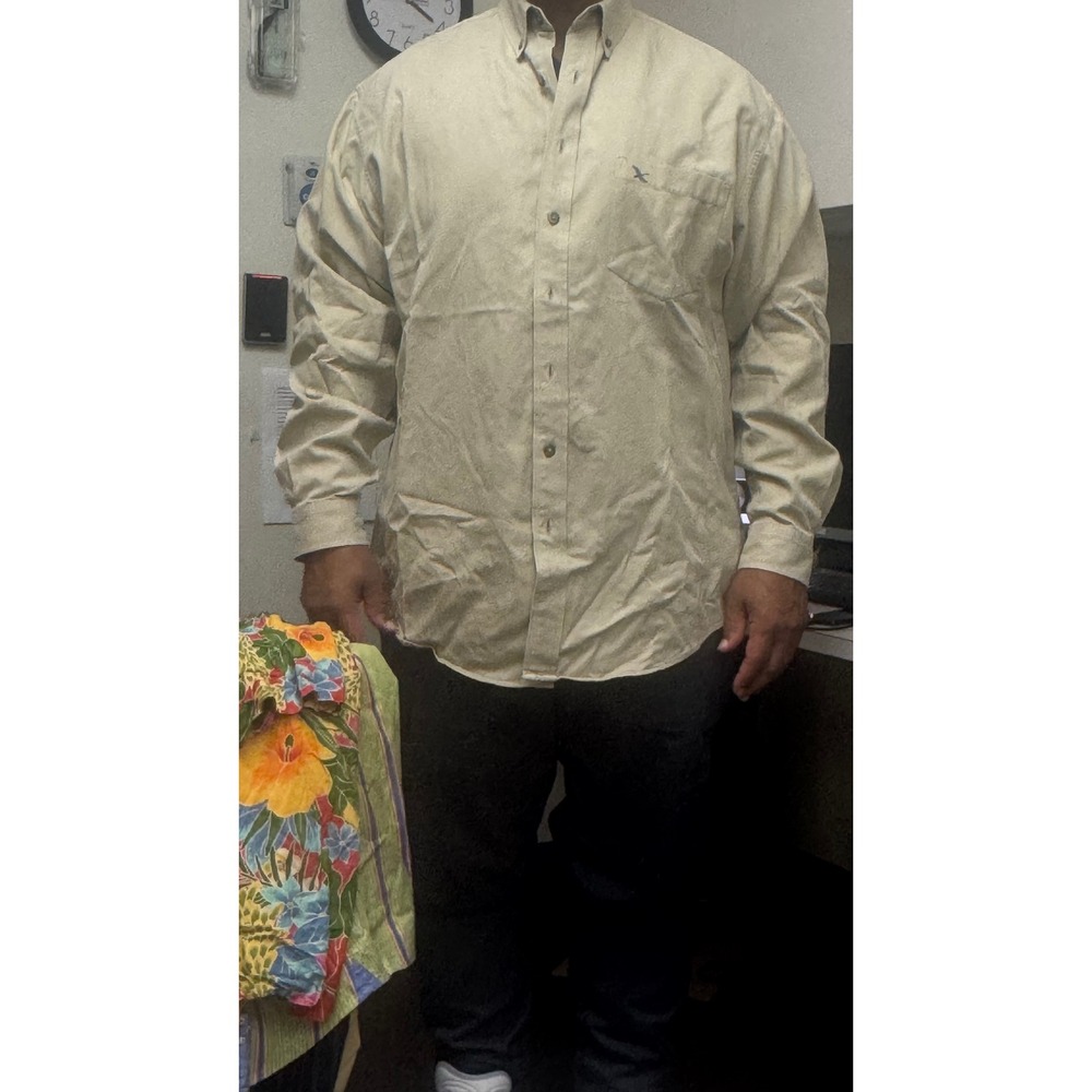 Eddie Bauer Mens Large Tall Button Down Shirt Long Sleeve Cotton Casual